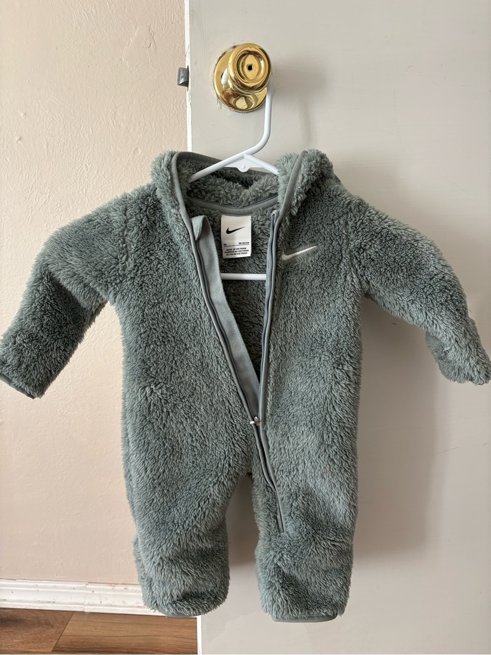 Nike Baby Green Fleece One-Piece Hooded Romper
